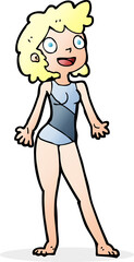 cartoon woman in swimming costume