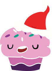 christmas cartoon of kawaii cupcake