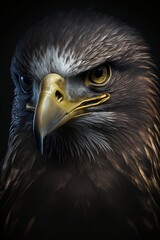 Obraz premium dramatic portrait of a bald eagle, generative AI
