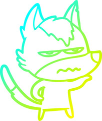 cold gradient line drawing cartoon annoyed wolf