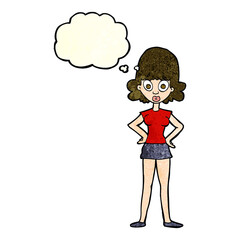 cartoon surprised woman with thought bubble