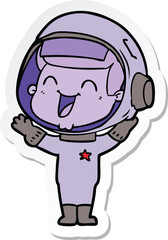 sticker of a happy cartoon astronaut