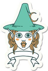 elf mage character face with banner sticker