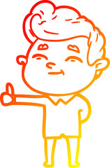 warm gradient line drawing happy cartoon man