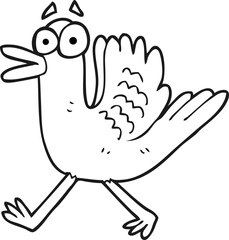 black and white cartoon flapping duck