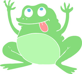 funny flat color illustration of a cartoon frog