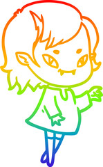 rainbow gradient line drawing cartoon friendly vampire girl