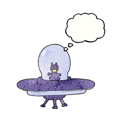 thought bubble textured cartoon alien spaceship