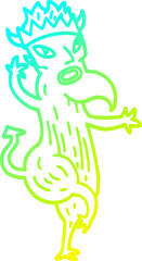 cold gradient line drawing cartoon devil