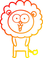 warm gradient line drawing happy cartoon lion
