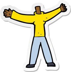 sticker of a cartoon headless body