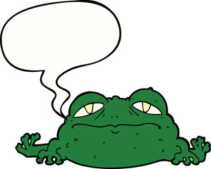 cartoon ugly frog and speech bubble