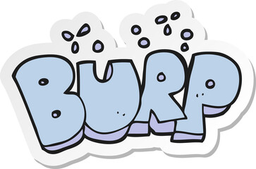 sticker of a cartoon burp text