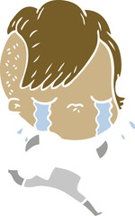 flat color style cartoon crying girl wearing space clothes