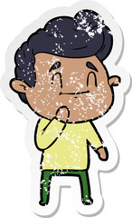 Fototapeta premium distressed sticker of a happy cartoon man