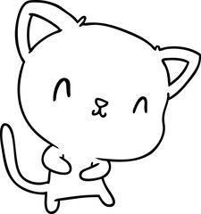 line drawing of cute kawaii cat