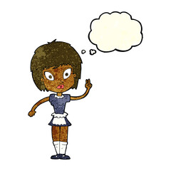 cartoon maid with thought bubble