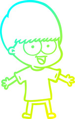 cold gradient line drawing happy cartoon boy