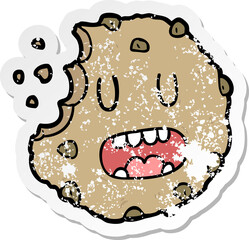 distressed sticker of a cartoon cookie