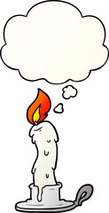 cartoon candle and thought bubble in smooth gradient style