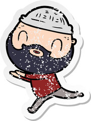 distressed sticker of a cartoon bearded man