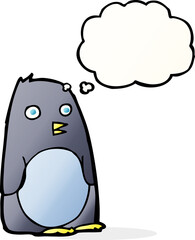 cartoon penguin with thought bubble