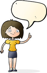 cartoon woman with idea with speech bubble