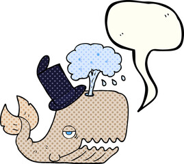 comic book speech bubble cartoon whale spouting water