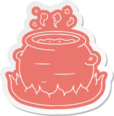 cartoon sticker of a pot of stew