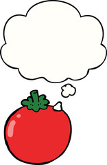 cartoon tomato and thought bubble