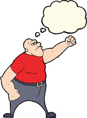cartoon angry man with thought bubble