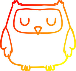 warm gradient line drawing cartoon owl