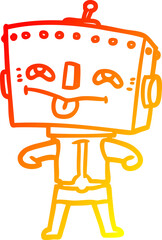 warm gradient line drawing cartoon robot