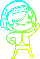 cold gradient line drawing angry cartoon space girl