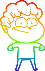 rainbow gradient line drawing cartoon happy man