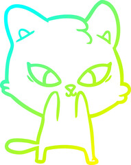 cold gradient line drawing cute cartoon cat