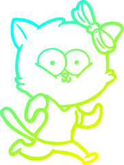 cold gradient line drawing cartoon cat