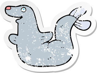 retro distressed sticker of a cartoon seal