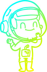 cold gradient line drawing happy cartoon astronaut man