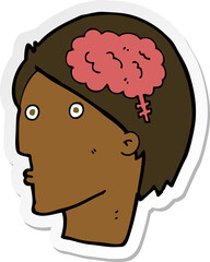 sticker of a cartoon man with brain symbol