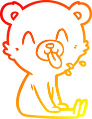warm gradient line drawing rude cartoon bear