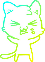 cold gradient line drawing cartoon cat hissing