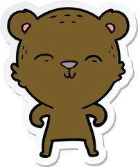 sticker of a happy cartoon bear