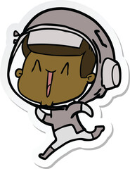 Obraz premium sticker of a happy cartoon astronaut