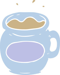 flat color style cartoon mug of coffee