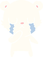 crying polar bear flat color style cartoon
