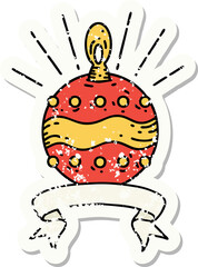 grunge sticker of tattoo style christmas ornament