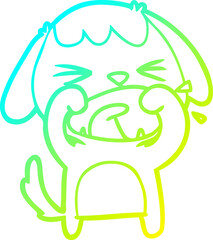 cold gradient line drawing cute cartoon dog barking