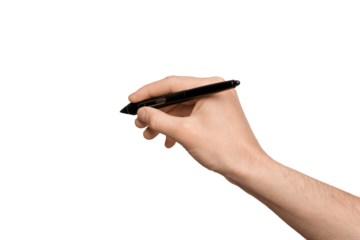 Male hand with a digital pen, isolate on a white background