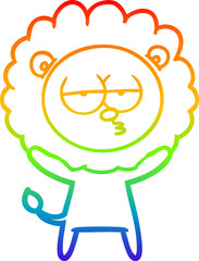 rainbow gradient line drawing cartoon bored lion